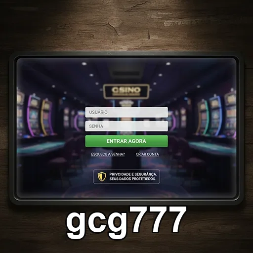 Tela de login do gcg777, mostrando acesso seguro ao casino.