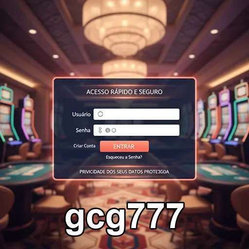 Tela de login do gcg777 com acesso rápido ao suporte.