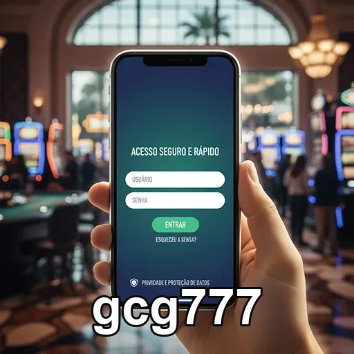 Cadastro VIP no gcg777 exibido em smartphone na sala de jogos.
