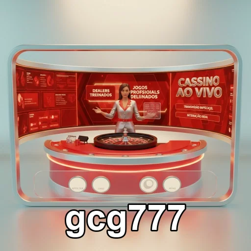 Interface do gcg777 com dealer de cassino ao vivo em destaque.