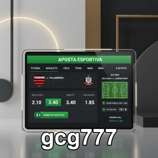 Tela do aplicativo gcg777 mostrando apostas esportivas.