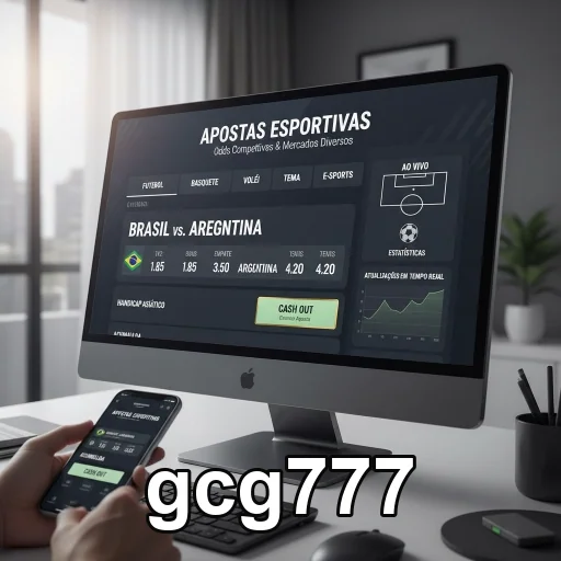 Usuário acessa a plataforma móvel da gcg777 para apostas.