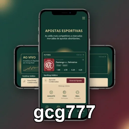 Apostas esportivas no aplicativo da gcg777 em smartphone.