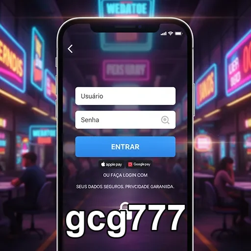 Tela de login da plataforma gcg777 para serviços VIP.