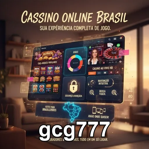 Interface do aplicativo gcg777 com jogos e navegação.