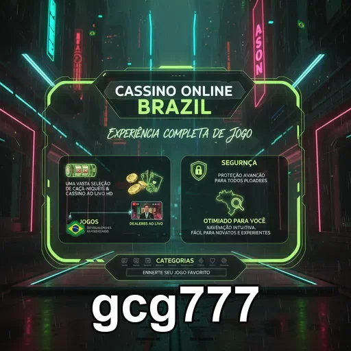 Imagem da interface do cassino online da gcg777 com destaque para segurança.