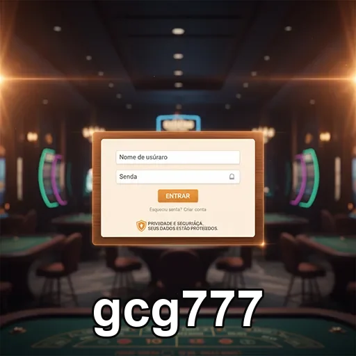 Tela de login do gcg777 com campos de acesso ao cassino.