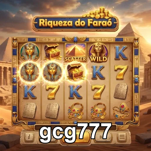 Tela do jogo Riqueza do Faraó disponível na gcg777.