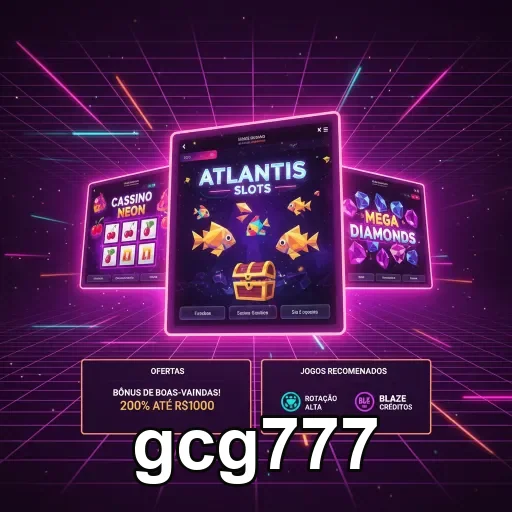 Slots destacando ofertas do gcg777 em ambiente vibrante.