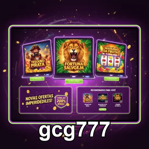 Imagem de jogos de slot no gcg777 com temas variados.