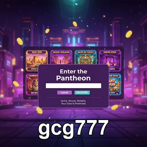 Tela de login do gcg777 com jogos VIP destacados.