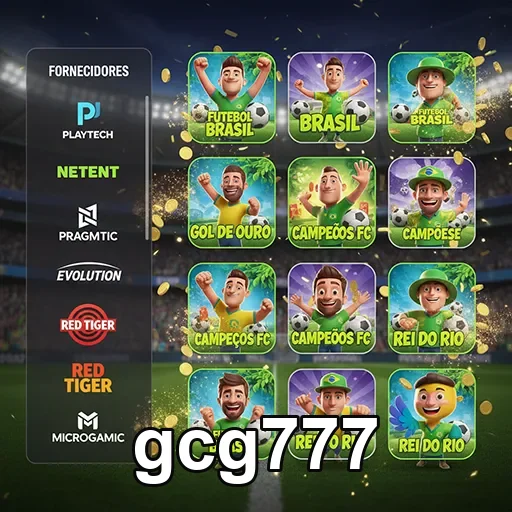 Tela com jogos de futebol do gcg777 e provedores renomados.