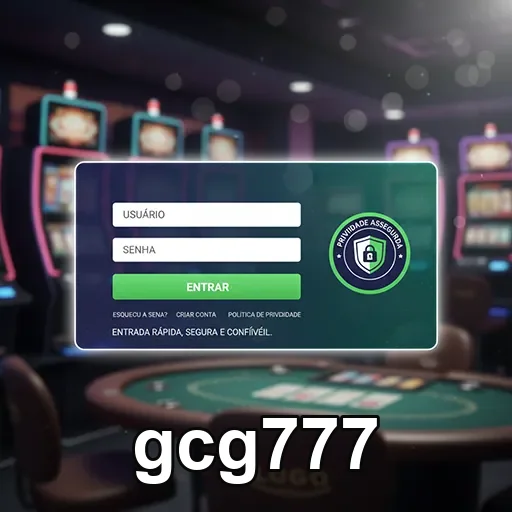 Tela de acesso seguro para jogadores VIP no gcg777.