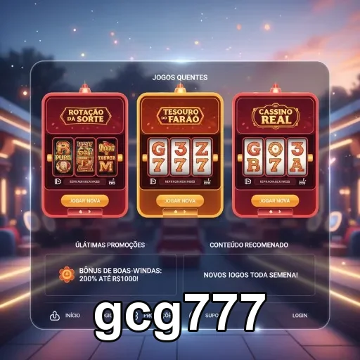 Imagem que destaca jogos e promoções no gcg777.