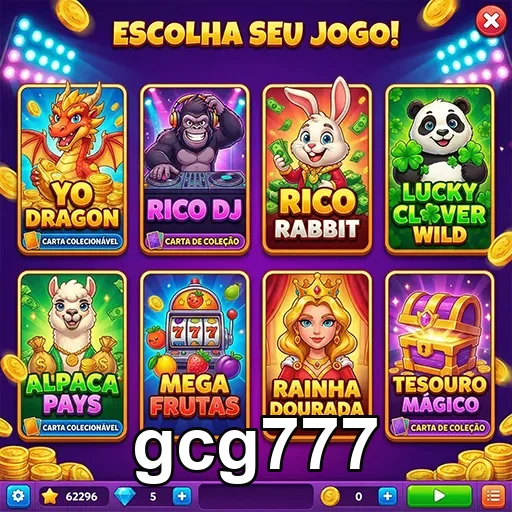 Plataforma gcg777 com jogos vibrantes na seção VIP.
